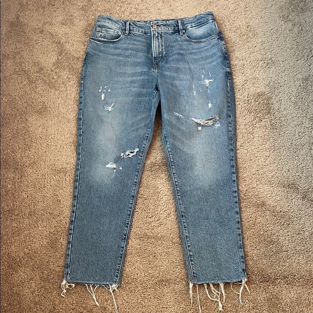 Good American Distressed Boyfriend Jeans